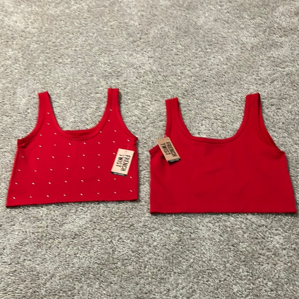 Red Rhinestone Crop Top